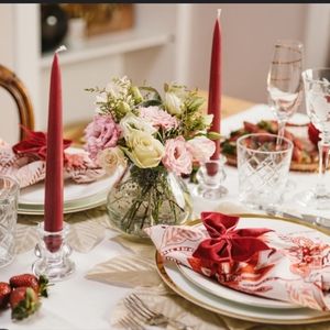 Red taper candle bundles